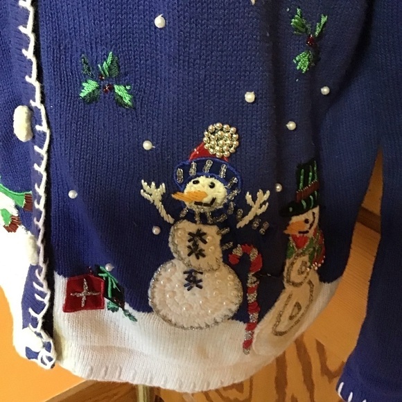 Retro Y2K embroidered beaded Christmas cardigan - Picture 6 of 12